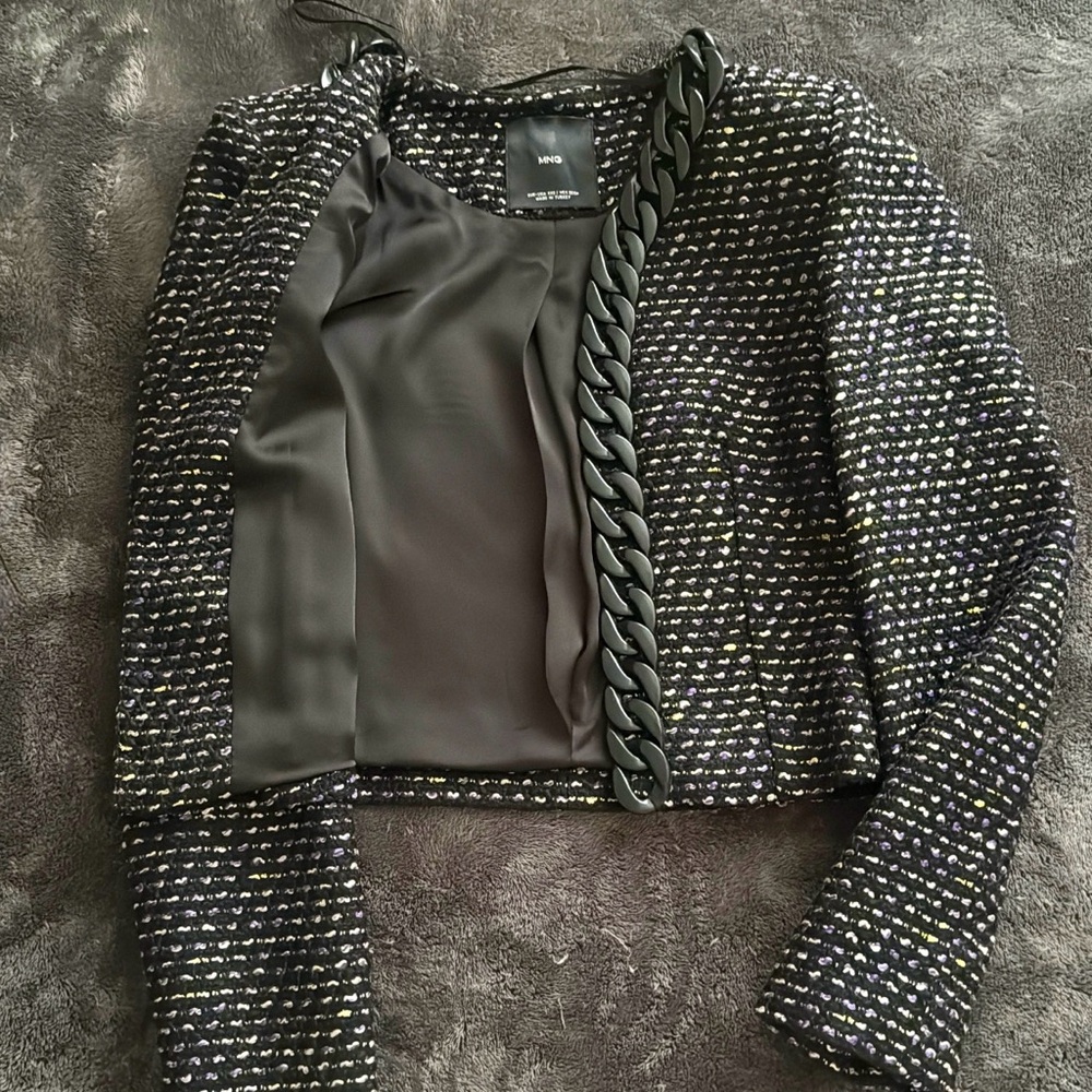 Mango Black and White Tweed Blazer - Picture 3 of 6